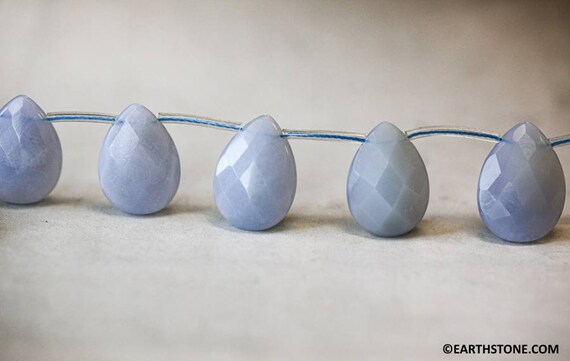 Xl/ Blue Chalcedony 18x25mm Flat Pear Briolette Beads 16" Strand Natural Chalcedony Is An Excellent  Crystal For Jewelry Making