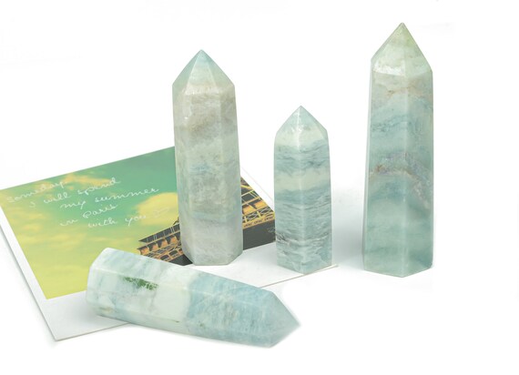 Caribbean Calcite Obelisk Tower Stone – Obelisk Tower Point Crystals – Meditation Gemstone - Gifts - Tw1078