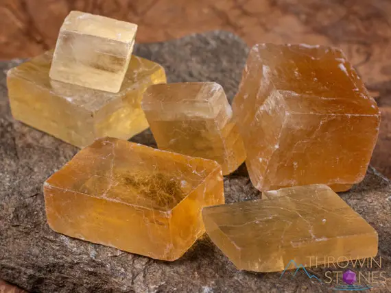 Yellow Calcite Raw Crystal -  Small Rhombohedron - Metaphysical, Home Decor, Raw Crystals And Stones, E1014