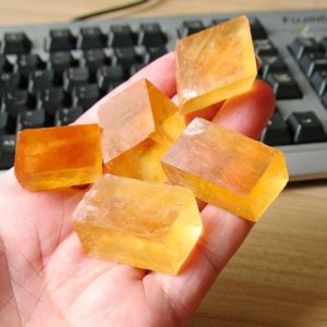 Natural Iceland Spar Calcite Optical Stone Orange Yellow Natural Crystal Cube Loose Stone Mineral Sample Nugget High Quality A157 | Natural genuine stones & crystals in various shapes & sizes. Buy raw cut, tumbled, or polished gemstones for making jewelry or crystal healing energy vibration raising reiki stones. #crystals #gemstones #crystalhealing #crystalsandgemstones #energyhealing #affiliate #ad