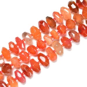 Shop Carnelian Chip & Nugget Beads! Carnelian Faceted Nugget Chunks Center Drill Beads Size 13-15mm 15.5'' Strand | Natural genuine chip Carnelian beads for beading and jewelry making.  #jewelry #beads #beadedjewelry #diyjewelry #jewelrymaking #beadstore #beading #affiliate #ad