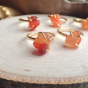 Shop Carnelian Rings! Raw Carnelian Ring, Raw Crystal Ring, Orange Crystal Ring, Gift for Her,Handmade Jewelry,Carnelian Jewelry,Ring for Women,Raw Gemstone Ring | Natural genuine Carnelian rings, simple unique handcrafted gemstone rings. #rings #jewelry #shopping #gift #handmade #fashion #style #affiliate #ad