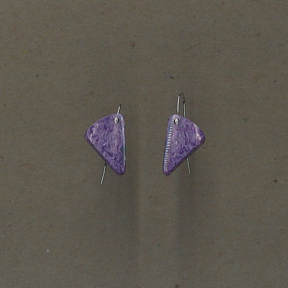 Charoite And Sterling Silver Earrings Handmade By Chris Hay
