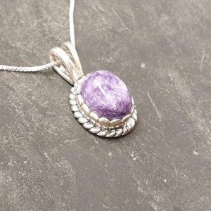 Shop Charoite Pendants! Charoite Pendant, Purple Gem Necklace, Oval Charoite Necklace, Vintage Charoite Pendant, For Her, Solid Silver Necklace, Adina Stone | Natural genuine Charoite pendants. Buy crystal jewelry, handmade handcrafted artisan jewelry for women.  Unique handmade gift ideas. #jewelry #beadedpendants #beadedjewelry #gift #shopping #handmadejewelry #fashion #style #product #pendants #affiliate #ad