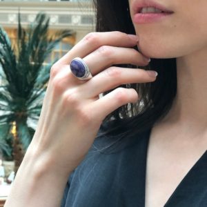 Shop Charoite Rings! Large Charoite Ring, Natural Charoite, Boho Ring, Purple Ring, Horizontal Ring, Bohemian Ring, Statement Ring, Vintage Ring, 925 Silver Ring | Natural genuine Charoite rings, simple unique handcrafted gemstone rings. #rings #jewelry #shopping #gift #handmade #fashion #style #affiliate #ad