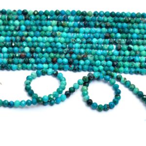 Shop Chrysocolla Faceted Beads! Natural Chrysocolla Gemstone 2mm-3mm Micro Faceted Rondelle Beads | AAA+ Chrysocolla Semi Precious Gemstone Loose Faceted Beads | 13" Strand | Natural genuine faceted Chrysocolla beads for beading and jewelry making.  #jewelry #beads #beadedjewelry #diyjewelry #jewelrymaking #beadstore #beading #affiliate #ad