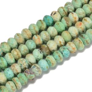 Natural Peruvian Chrysocolla Turquoise Faceted Rondelle Beads 7mm 8mm 15.5'' Str | Natural genuine beads Gemstone beads for beading and jewelry making.  #jewelry #beads #beadedjewelry #diyjewelry #jewelrymaking #beadstore #beading #affiliate #ad