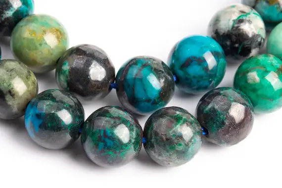 Genuine Natural Chrysocolla Gemstone Beads 7-8mm Multicolor Round Aa Quality Loose Beads (104285)