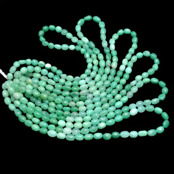 Natural Aaa+ Chrysoprase Smooth Nuggets Tumbled Beads | Natural Multi Chrysoprase Semi Precious Gemstone Loose Oval Beads | 16inch Strand