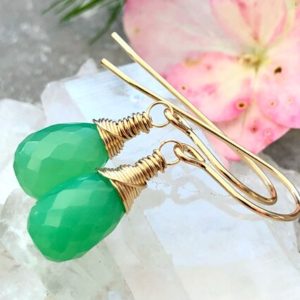 Shop Chrysoprase Earrings! Chrysoprase Earrings Gold Filled wire wrapped natural green gemstone simple minimalist dainty dangle drops birthday gift for her women 6477 | Natural genuine Chrysoprase earrings. Buy crystal jewelry, handmade handcrafted artisan jewelry for women.  Unique handmade gift ideas. #jewelry #beadedearrings #beadedjewelry #gift #shopping #handmadejewelry #fashion #style #product #earrings #affiliate #ad