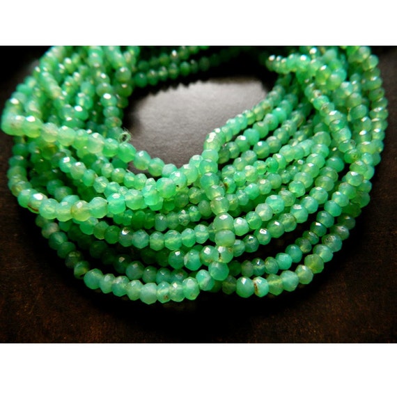 Chrysoprase Rondelle Beads, 3.5mm Chrysoprase Faceted Rondelle Beads, 13 Inch Strand