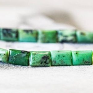 Shop Chrysoprase Bead Shapes! M/ Chrysoprase 10x14mm Flat Rectangle beads 16" strand Natural gemstone beads For jewelry making | Natural genuine other-shape Chrysoprase beads for beading and jewelry making.  #jewelry #beads #beadedjewelry #diyjewelry #jewelrymaking #beadstore #beading #affiliate #ad