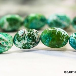 Shop Chrysoprase Bead Shapes! M/ Lemon Chrysoprase 13x18mm/ 15x20mm Flat Oval loose Beads 16" strand Routinely enhanced gemstone beads for jewelry making | Natural genuine other-shape Chrysoprase beads for beading and jewelry making.  #jewelry #beads #beadedjewelry #diyjewelry #jewelrymaking #beadstore #beading #affiliate #ad