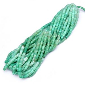 Shop Chrysoprase Bead Shapes! Natural AAA+ Chrysoprase Gemstone 5mm-6mm Smooth Heishi Beads | 16inch Strand | Multi Chrysoprase Semi Precious Gemstone Coin / Spacer Beads | Natural genuine other-shape Chrysoprase beads for beading and jewelry making.  #jewelry #beads #beadedjewelry #diyjewelry #jewelrymaking #beadstore #beading #affiliate #ad