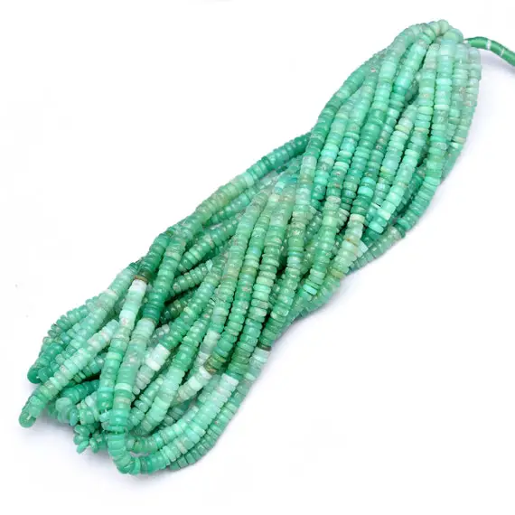 Natural Aaa+ Chrysoprase Gemstone 5mm-6mm Smooth Heishi Beads | 16inch Strand | Multi Chrysoprase Semi Precious Gemstone Coin / Spacer Beads