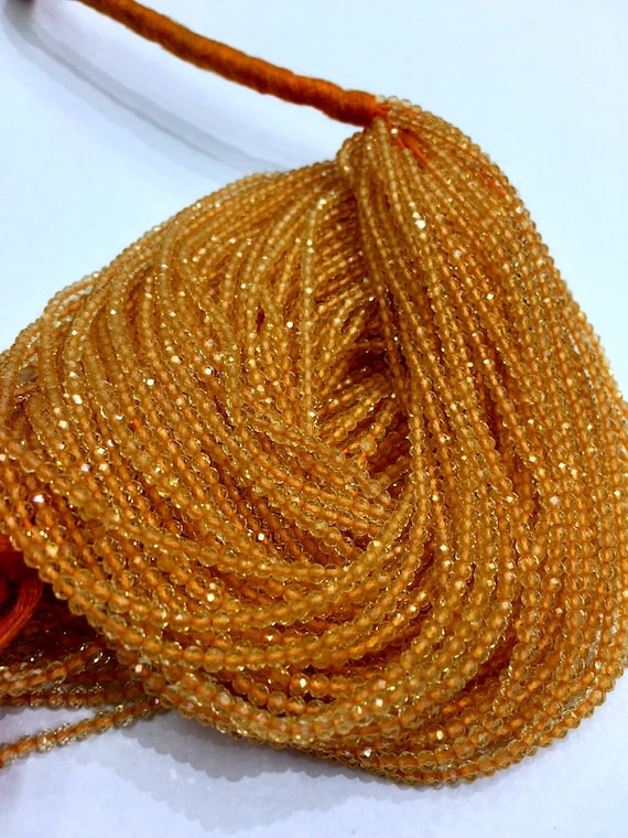 50 Strand Natural Citrine Faceted Rondelle Beads 2.mm Machine Cut Citrine Gemstone Beads Citrine Beads 13 Inch Top Quality