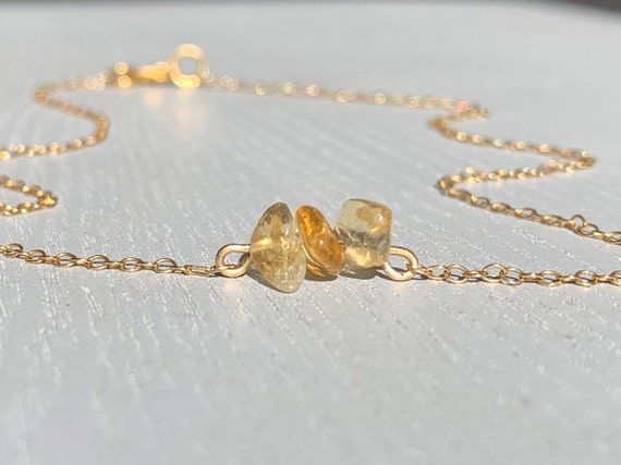 Simple Citrine Necklace Silver, November Birthstone Necklace, Birthday Gift For Wife, Friend, Her, Teacher Gifts, Natural Citrine Jewelry