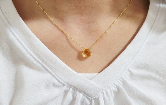 Citrine Necklace, November Birthstone / Handmade Jewelry / Necklaces For Women, Gemstone Necklace, Layered Necklace, Heart Necklace, Dainty