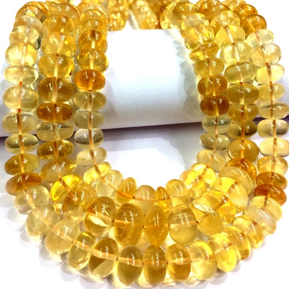Aaa Quality~~extremely Beautiful~~natural Citrine Gemstone Beads Smooth Polished Citrine Rondelle Beads Citrine Smooth Beads Total 3 Strand.