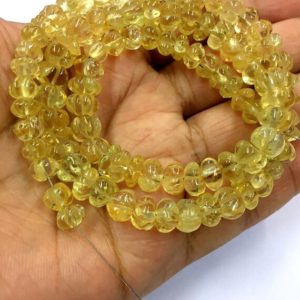 Natural Citrine Carving Rondelle Beads 8mm Citrine Gemstone Beads 18" Strand Citrine Pumkin Shape Citrine Strand | Natural genuine rondelle Citrine beads for beading and jewelry making.  #jewelry #beads #beadedjewelry #diyjewelry #jewelrymaking #beadstore #beading #affiliate #ad