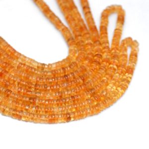Shop Citrine Rondelle Beads! Natural Citrine Gemstone Heishi Smooth Loose Spacer Beads | 5mm-6mm Tyre Rondelle 16inch Strand | Citrine Semi Precious Gemstone Coin / Disc | Natural genuine rondelle Citrine beads for beading and jewelry making.  #jewelry #beads #beadedjewelry #diyjewelry #jewelrymaking #beadstore #beading #affiliate #ad
