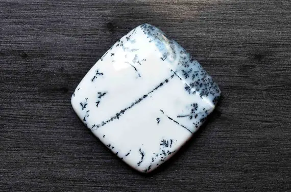 Dendritic Agate Cabochon Gemstone (27mm X 26mm X 5mm) - Rectangle Stone - Natural Crystal