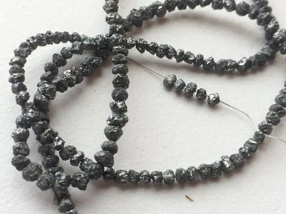 3-3.5mm Black Rough Diamonds, Natural Black Raw Diamond,uncut Diamond Beads, Rough Diamond Beads For Jewelry - (4in To16in Options)