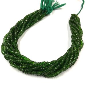 Shop Diopside Faceted Beads! 18 Inch Long Strand Beautiful Natural Chrome Diopside Faceted Rondelle Beads 4mm Chrome Diopside Gemstone Beads Superb Quality | Natural genuine faceted Diopside beads for beading and jewelry making.  #jewelry #beads #beadedjewelry #diyjewelry #jewelrymaking #beadstore #beading #affiliate #ad