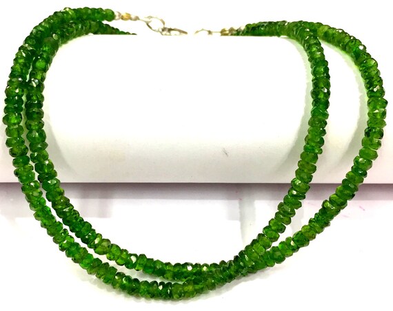 Aaa Quality~~great Luster~~natural Chrome Diopside Faceted Rondelle Beads Chrome Diopside Gemstone Beads Chrome Necklace~~gift For Her.