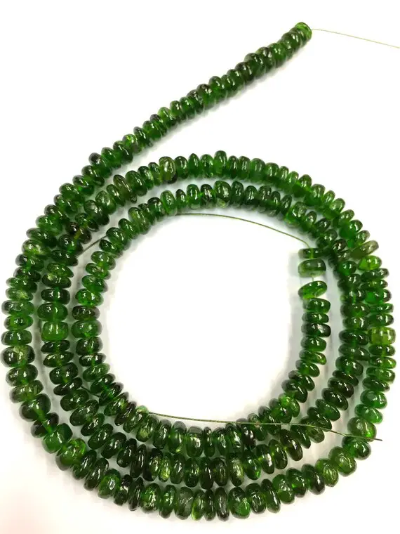 Wholesale Price--amazing-natural Chrome Diopside Beads Chrome Diopside Smooth Rondelle Beads Chrome Diopside Gemstone Beads 19" Full Strand