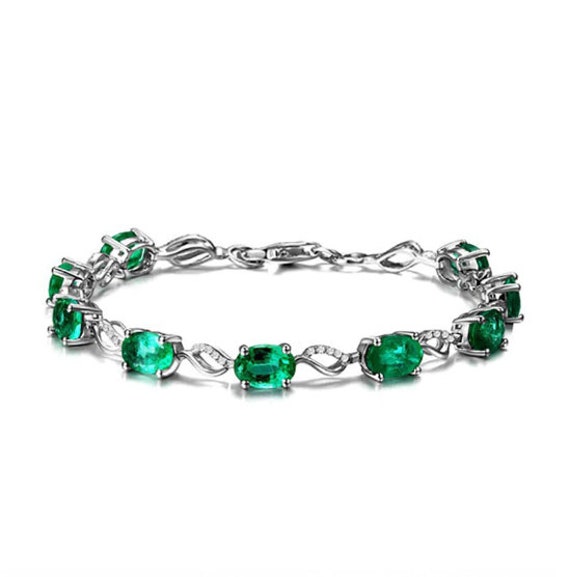 Beautiful Lab Emerald Bracelet,925 Silver Bracelet,bracelet For Woman,gift For Woman,anniversary Gift,wedding Gift,birthday Gift