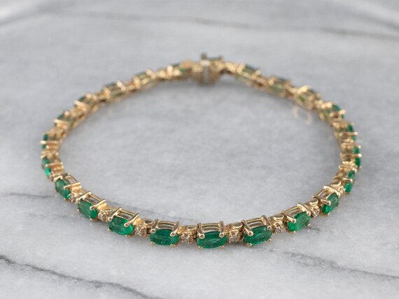 Emerald Diamond Gold Tennis Bracelet, May Birthstone, Bridal Jewelry, Anniversary Gift, Gift For Her, N1yehynw