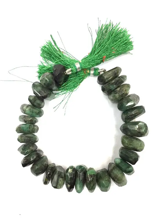 Natural Stone Emerald Faceted Nugget Beads 12-13mm Nugget Shape Gemstone Beads 8" Strand