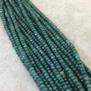 Shop Emerald Faceted Beads! 3mm x 4mm Faceted Rondelle Shape Enhanced Corundum (Emerald) Beads – 15" Strand (~ 140 Beads) – High Quality Hand-Cut Semi-Precious Gemstone | Natural genuine faceted Emerald beads for beading and jewelry making.  #jewelry #beads #beadedjewelry #diyjewelry #jewelrymaking #beadstore #beading #affiliate #ad