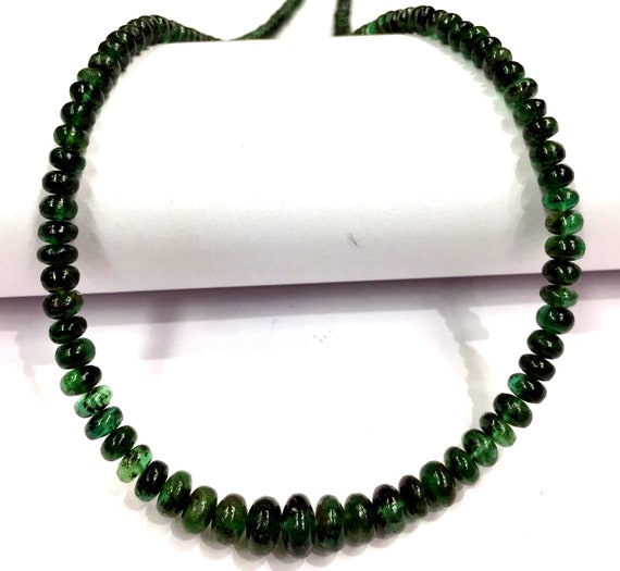 Top Quality Emerald Smooth Gemstone Beads Zambian Emerald Smooth Rondelle Beads Transparent Emerald Beads 100% Natural Emerald Beads Strand.