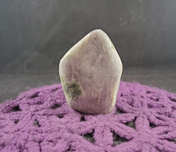 Purple Anhydrite Freeform With Green Epidote Polished Crystal Stone Self Standing Natural Shimmer Crown Chakra Freeform