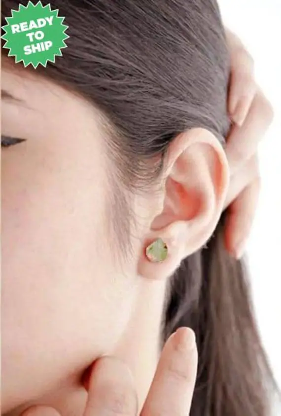 Ethiopian Opal Raw Stud Earrings, Watermelon Raw Stone Stud, Oct Birthstone Earrings, Rough Earrings, Jewelry, Selling Per Pair Mother's Day