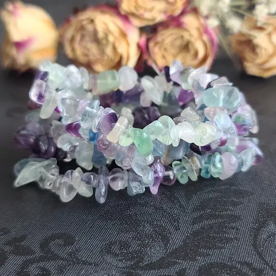Fluorite Crystal Chip Bracelets On Stretchy String In Bulk Lots, Perfect For Gifts, Meditation, Or Crafts