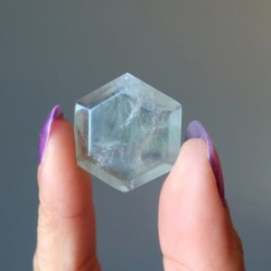 Shop Fluorite Cabochons! Fluorite Cabochon Window to Wisdom Green Faceted Hexagon | Natural genuine stones & crystals in various shapes & sizes. Buy raw cut, tumbled, or polished gemstones for making jewelry or crystal healing energy vibration raising reiki stones. #crystals #gemstones #crystalhealing #crystalsandgemstones #energyhealing #affiliate #ad