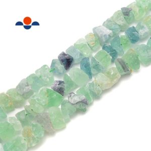 Shop Fluorite Chip & Nugget Beads! Fluorite Rough Nugget Chunks Center Drill Beads Size Approx 6-18mm 15.5" Strand | Natural genuine chip Fluorite beads for beading and jewelry making.  #jewelry #beads #beadedjewelry #diyjewelry #jewelrymaking #beadstore #beading #affiliate #ad