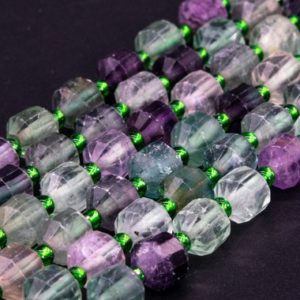 Shop Fluorite Faceted Beads! Genuine Natural Multicolor Fluorite Loose Beads Faceted Bicone Barrel Drum Shape 8x7mm | Natural genuine faceted Fluorite beads for beading and jewelry making.  #jewelry #beads #beadedjewelry #diyjewelry #jewelrymaking #beadstore #beading #affiliate #ad