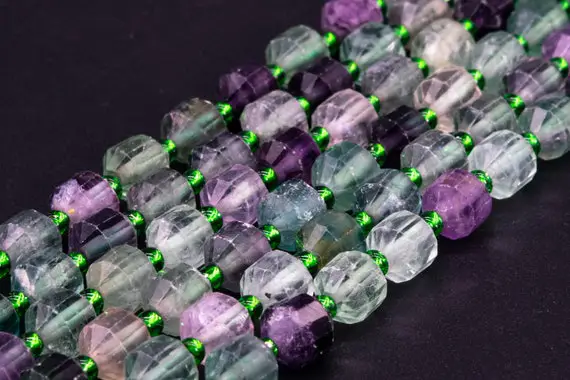 Genuine Natural Multicolor Fluorite Loose Beads Faceted Bicone Barrel Drum Shape 8x7mm