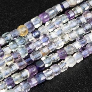 Shop Fluorite Faceted Beads! Genuine Natural Multicolor Fluorite Beveled Edge Faceted Cube Shape 2mm | Natural genuine faceted Fluorite beads for beading and jewelry making.  #jewelry #beads #beadedjewelry #diyjewelry #jewelrymaking #beadstore #beading #affiliate #ad