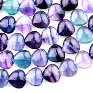 Shop Fluorite Beads! AAA Natural Green Purple Fluorite Heart Beads 15.5" Strand | Natural genuine beads Fluorite beads for beading and jewelry making.  #jewelry #beads #beadedjewelry #diyjewelry #jewelrymaking #beadstore #beading #affiliate #ad