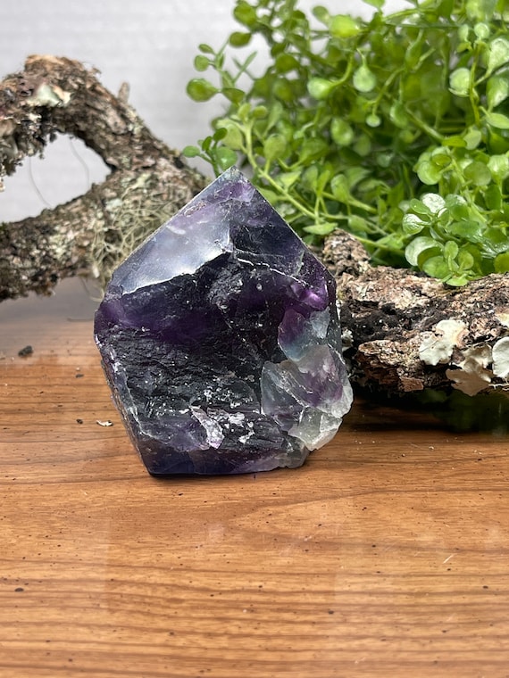 Fluorite Generator Purple & Blue - Top Polished - Raw Sides - Reiki Charged - Powerful  Energy - Mental Clarity - Adhd Support - #11