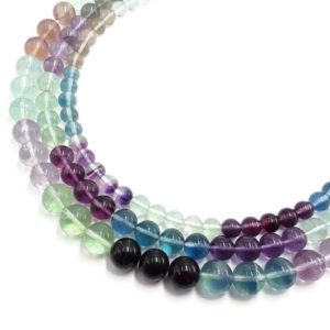 Shop Fluorite Round Beads! Multi Color Fluorite Smooth Round Beads 8mm 10mm 12mm 15.5" Strand | Natural genuine round Fluorite beads for beading and jewelry making.  #jewelry #beads #beadedjewelry #diyjewelry #jewelrymaking #beadstore #beading #affiliate #ad