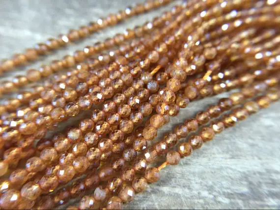 2mm Orange Garnet Beads Micro Faceted Round Garnet Beads Natural Tiny Small Garnet Crystal Gemstone Beads Jewelry Beads 15.5" Full Strand