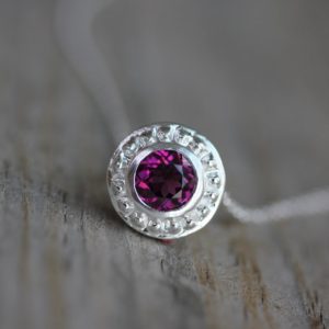 Pink Rhodolite Garnet Slide Necklace in Sterling Silver | Natural genuine Garnet necklaces. Buy crystal jewelry, handmade handcrafted artisan jewelry for women.  Unique handmade gift ideas. #jewelry #beadednecklaces #beadedjewelry #gift #shopping #handmadejewelry #fashion #style #product #necklaces #affiliate #ad