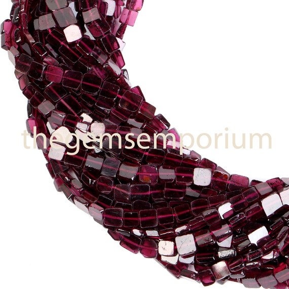 Garnet Flat Square Shape Beads, 4-5mm  Garnet Fancy Square Shape Beads, Garnet Plain Square Shape Beads, Garnet Fancy Shape Beads