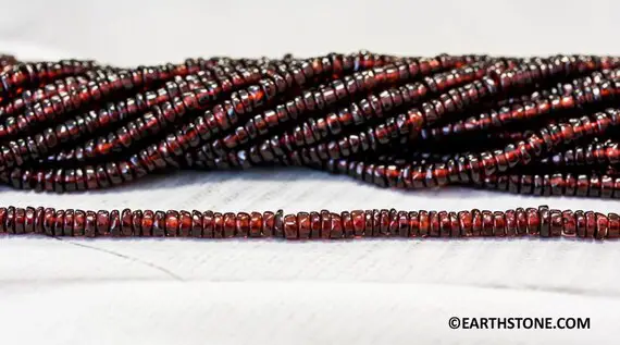 S/ Garnet 5mm Heishi Beads 14" Strand Red Gemstone Beads Small Spacer Beads For Jewelry Making